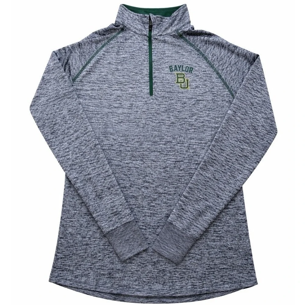 Women's Colosseum Baylor Bears Bikram Lightweight Marled Gray Quarter Zip Size L